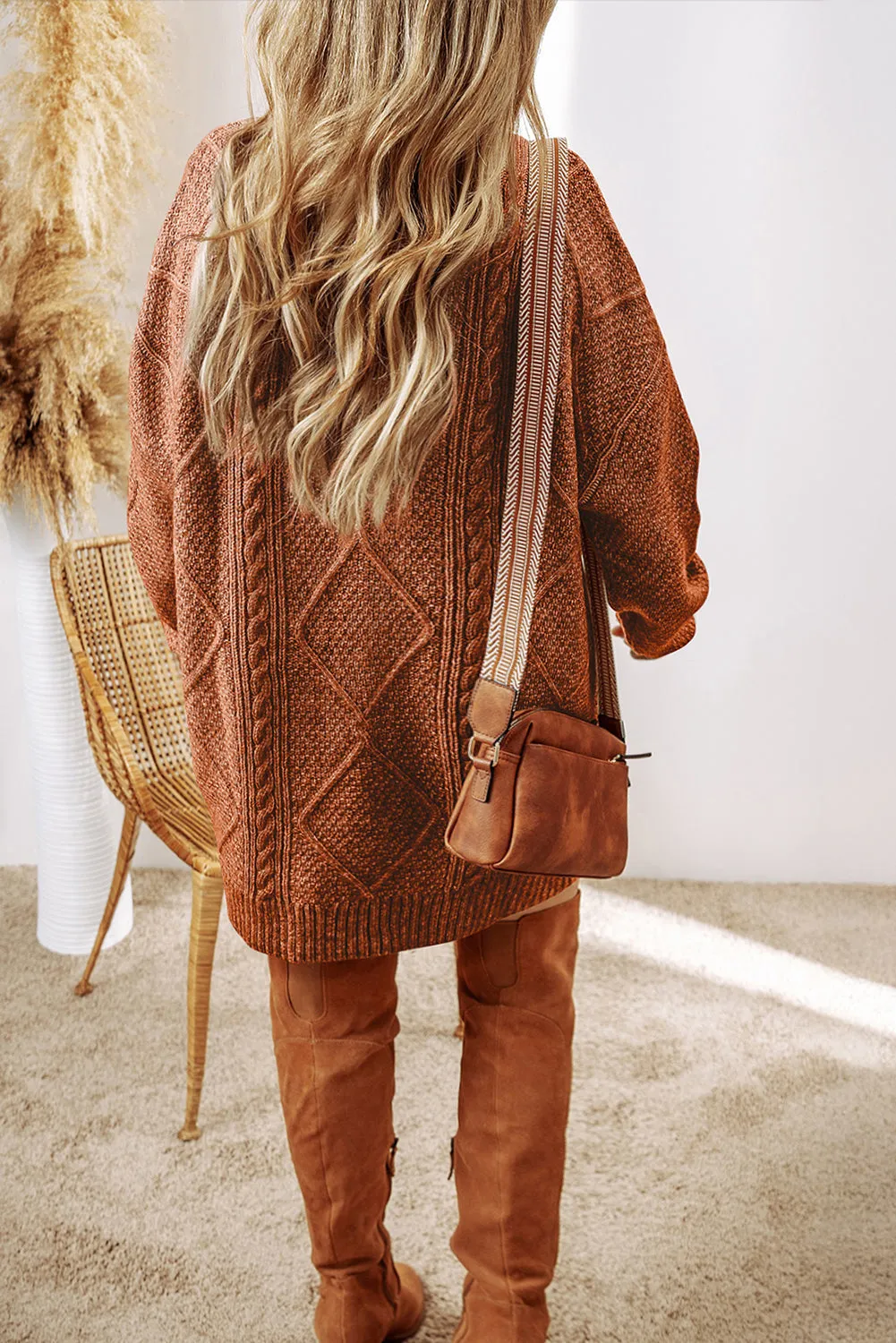 Cable Knit Loose Fit Sweater Dress